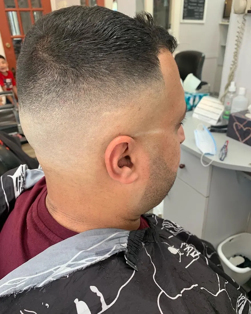 Side view of a clean skin fade haircut